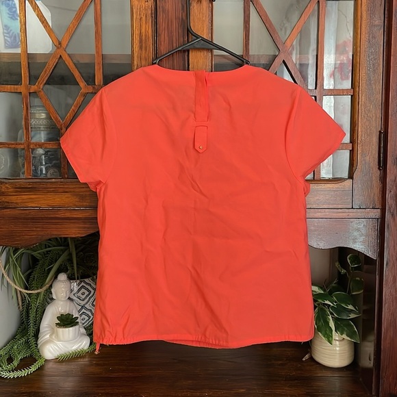 Cuyana Poplin Top Coral Short Sleeve‎ Crew Neck Blouse XS - Picture 2 of 5
